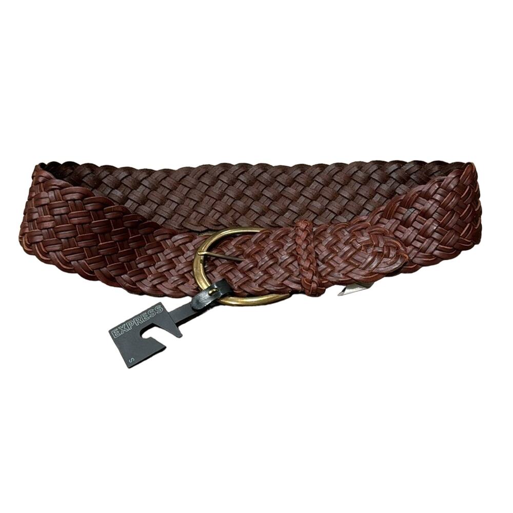 NWOT Express Women's Wide Braided Belt Brown Size S